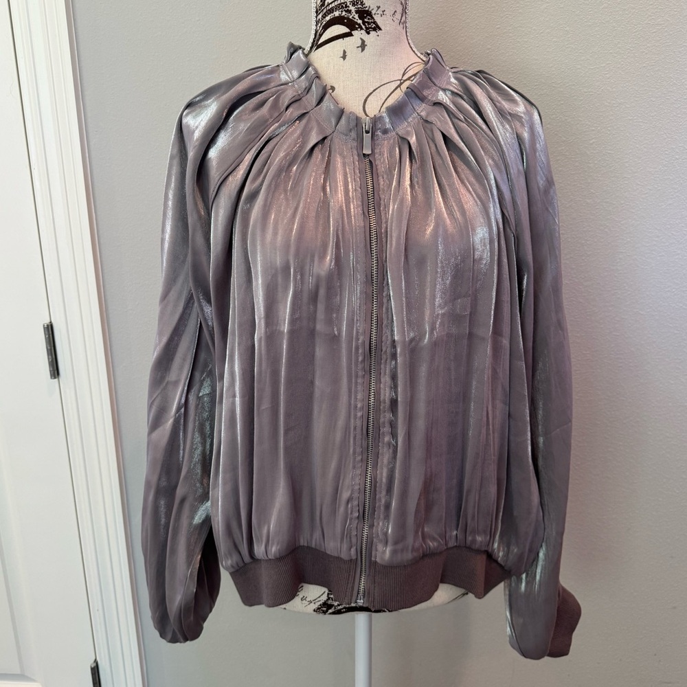 New Anthropology Silver Bomber Jacket